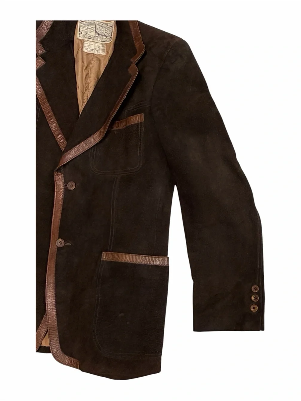 Vintage 70s The Hardware Clothing Co England Brown Suede Leather Western Jacket